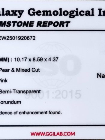 Natural Padparadscha Sapphire 3.10 ct Pear Cut – Orangish Pink, Untreated, Certified